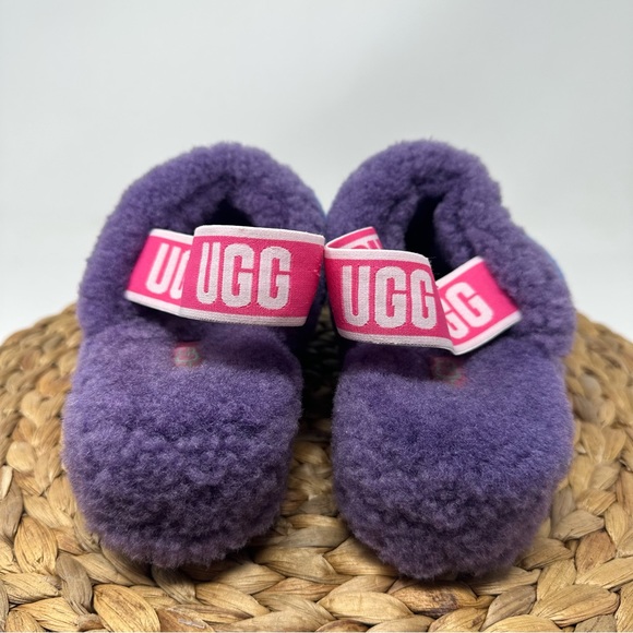 Ugg Womens Yeah Slides Purple Green Fluff Slingback Sandals Slippers Size 7 - Picture 7 of 8